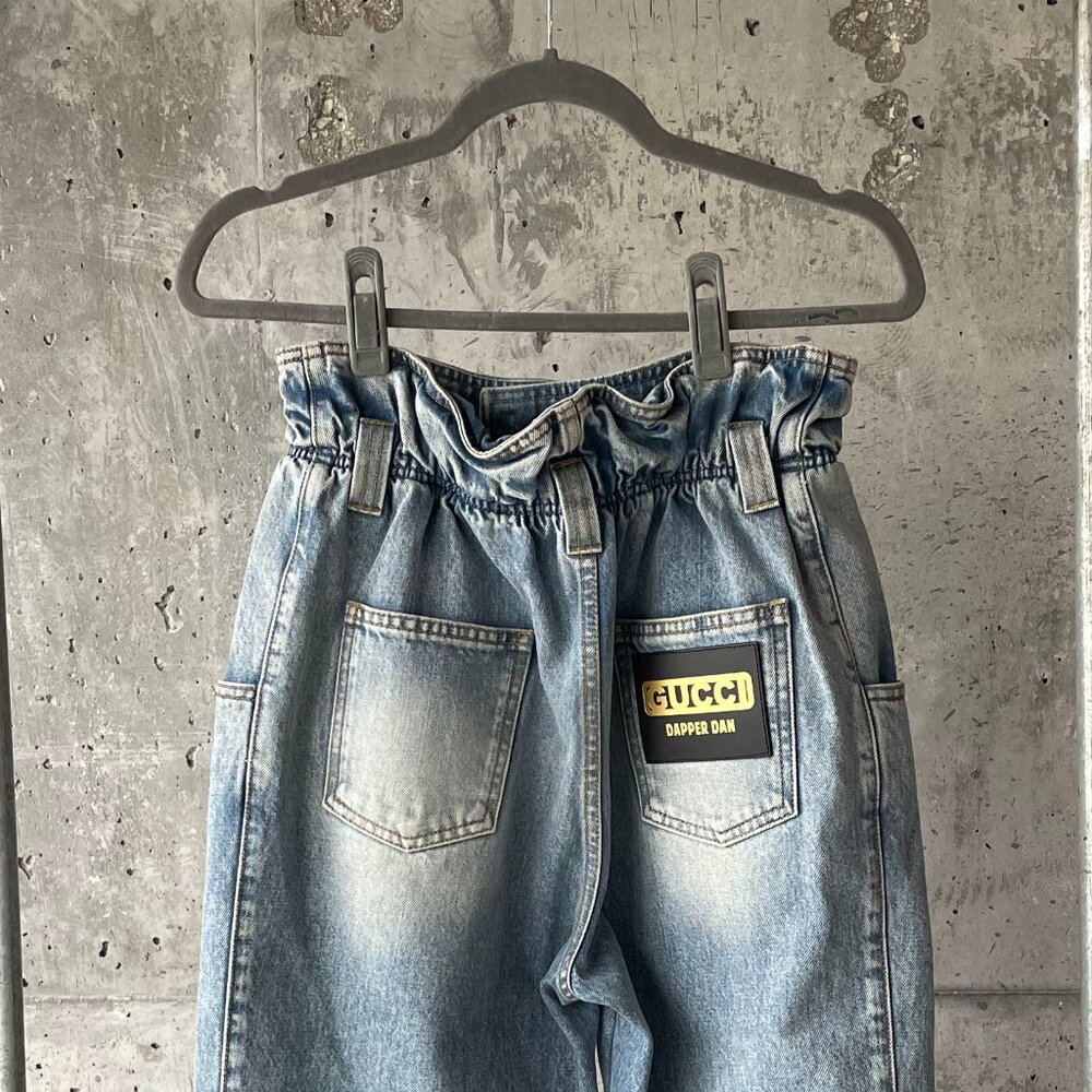 Gucci Dapper Dan High-Waisted Light Denim Jeans with Leg Zippers - Size 27 Used
